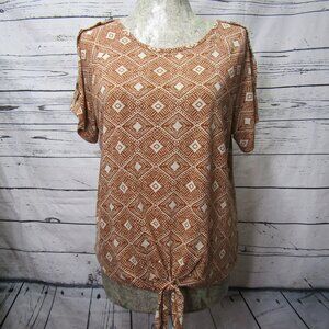 All In Love Pattern Front Tie Top